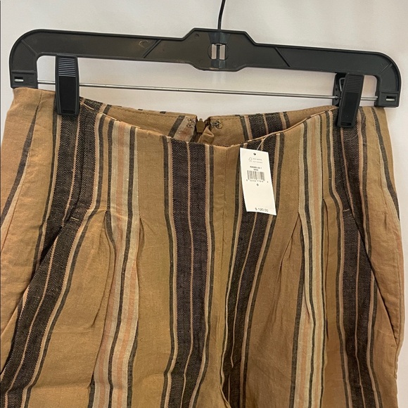 Striped Tan and Brown Women's Pants & Tank Linen Set - Picture 3 of 11
